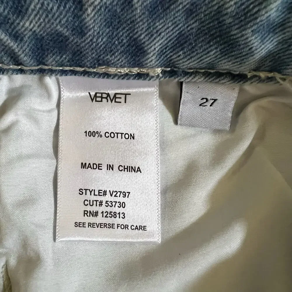 VERVET Norah Crossover Fly Colorblock Jeans 27 High Rise Straight Two Tone NWT - Picture 11 of 12